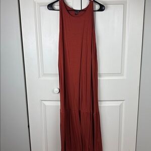 Eileen Fisher Burnt Orange/Red Sleeveless Maxi Dress - Size L